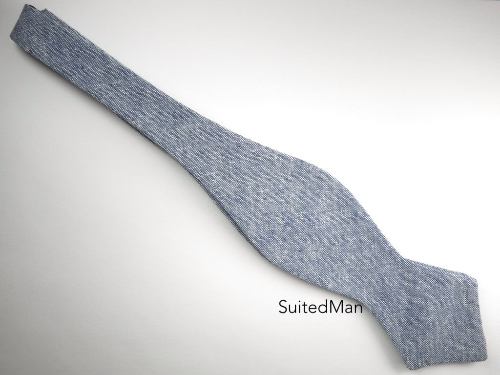 Bow Tie, Blue Chambray, Pointed End - SuitedMan