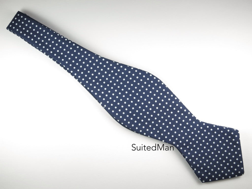 Bow Tie, Polka Dots, Navy, Pointed End - SuitedMan