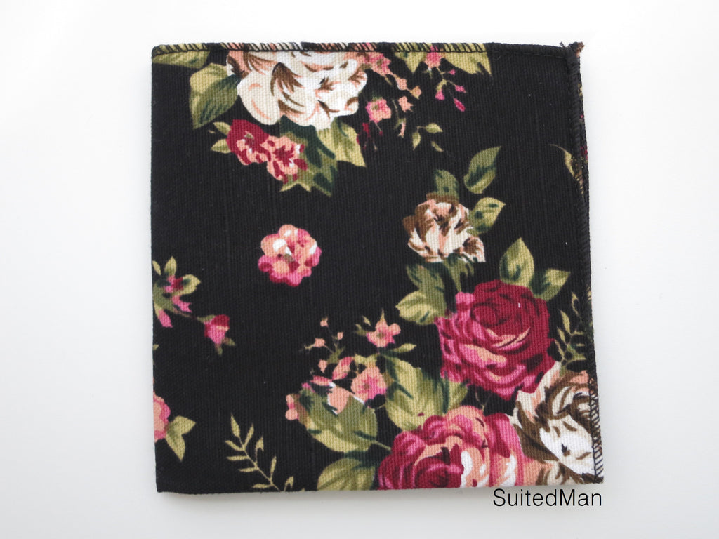 Pocket Square, Rose Noir en Bloom - SuitedMan