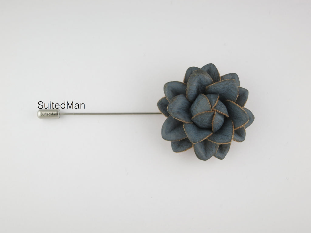 Lapel Flower, Leather Starflower, Cornflower Blue - SuitedMan