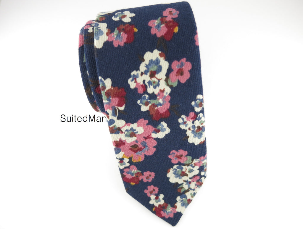 Floral Tie, Navy Poppy - SuitedMan