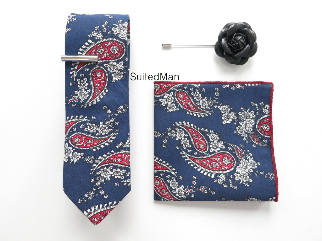 The Navy/Red Paisley Set - SuitedMan