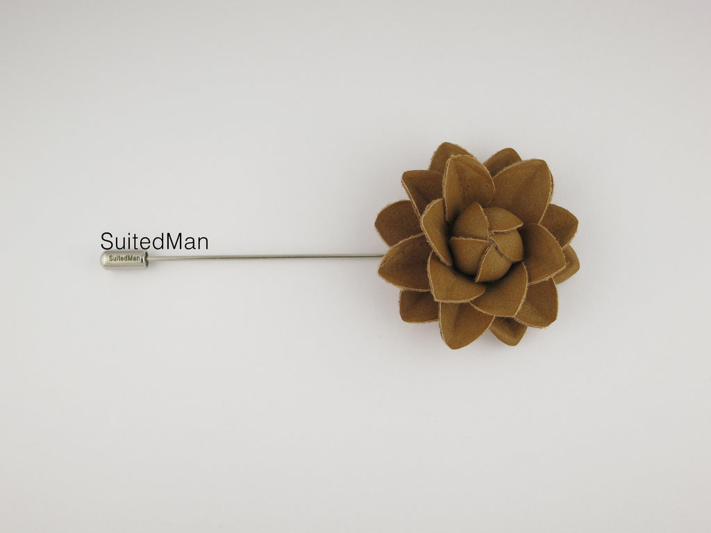 Lapel Flower, Leather Starflower, Nutmeg - SuitedMan