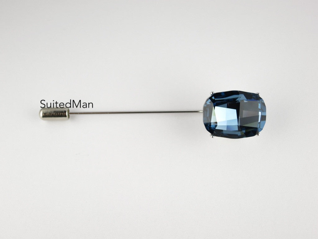 Crystal Lapel Pin, Sapphire - SuitedMan
