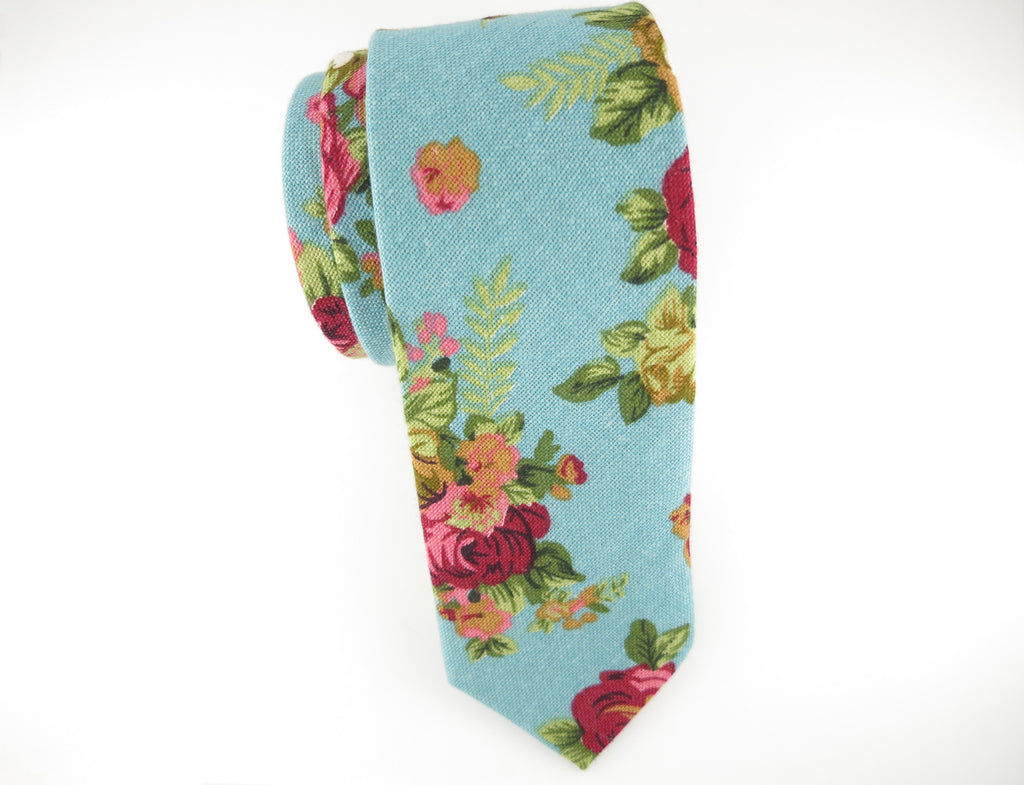 Floral Tie, Caribbean Petite Rose - SuitedMan
