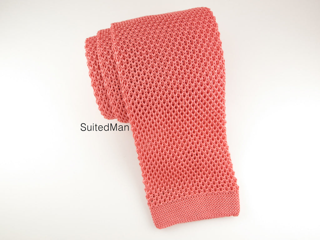 Knit Tie, Coral - SuitedMan