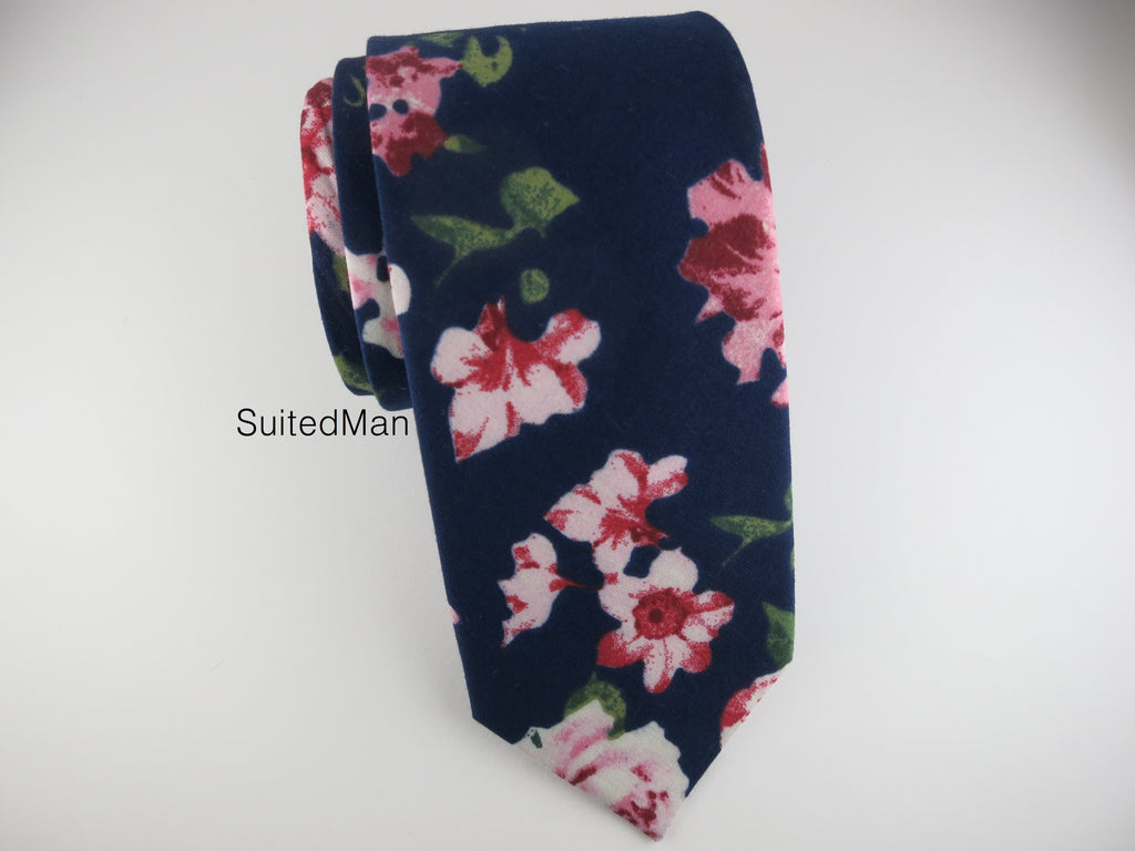 Floral Tie, Navy en Rose - SuitedMan