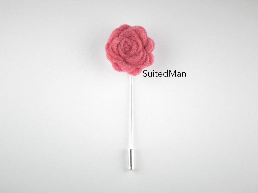 Pin Lapel Flower, Felt, Rosette, Dusty Pink - SuitedMan