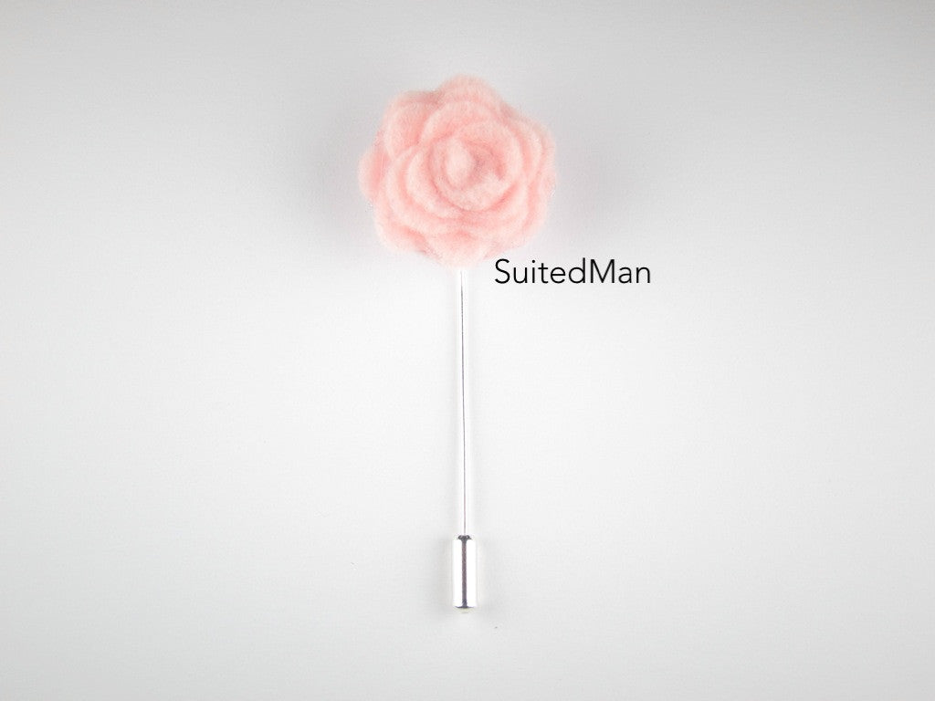 Pin Lapel Flower, Felt, Rosette, Light Pink - SuitedMan