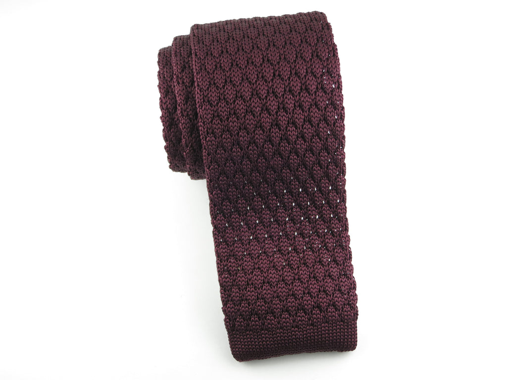 Knit Tie, Textured, Burgundy - SuitedMan