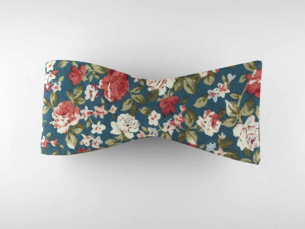 Floral Bow Tie, Antique Rose, Flat End (Extremely Limited) - SuitedMan