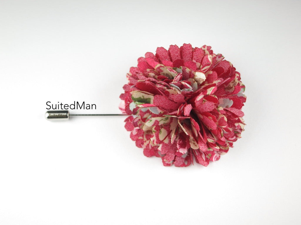 Lapel Flower, Ball, Red/Pastel - SuitedMan