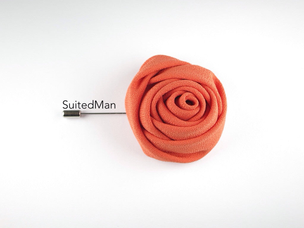 Lapel Flower, Rose, Tangerine - SuitedMan