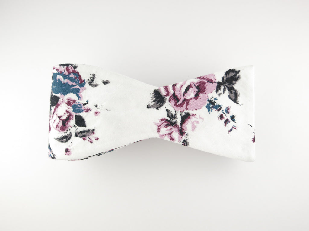 Floral Bow Tie, Lavender Rose, Flat End - SuitedMan