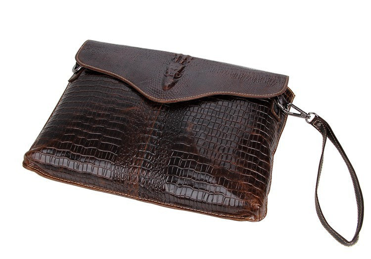 SuitedMan Crocodile Embossed Leather Messenger Bag - SuitedMan