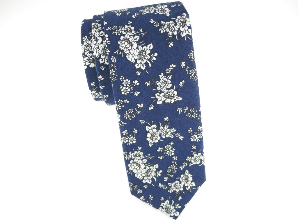 Floral Tie, Navy Noir - SuitedMan