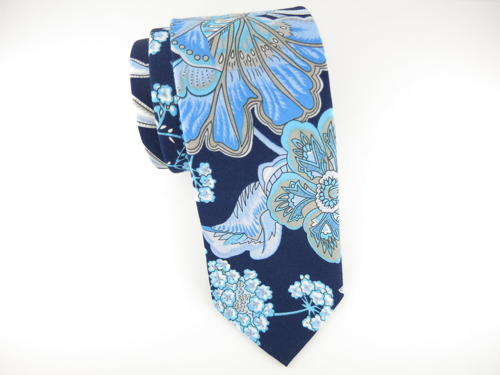 Floral Tie, Navy Peacock - SuitedMan
