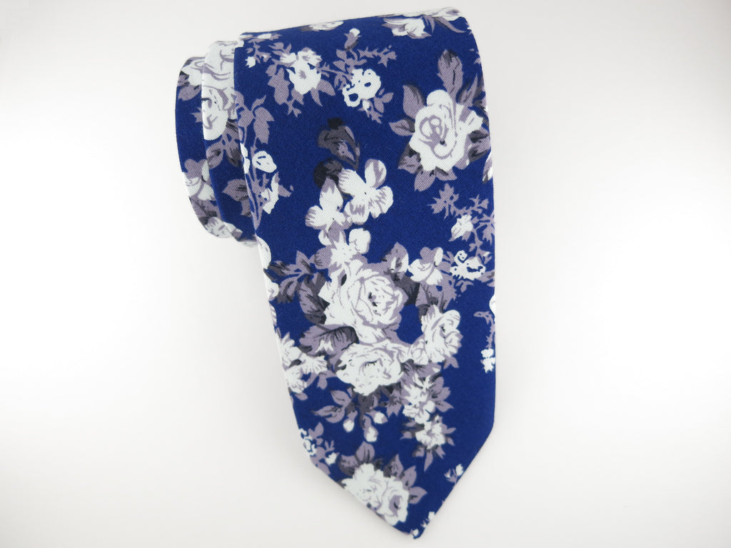 Floral Tie, Navy Porcelain - SuitedMan