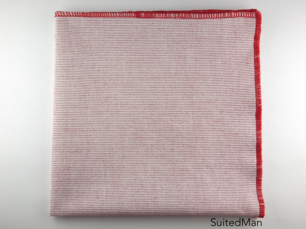 Pocket Square, Red Chambray Thin Stripes - SuitedMan