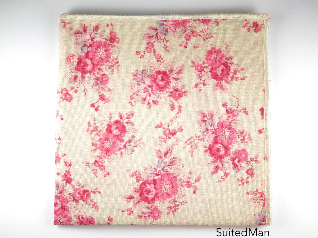 Pocket Square, Vintage Pink Floral - SuitedMan