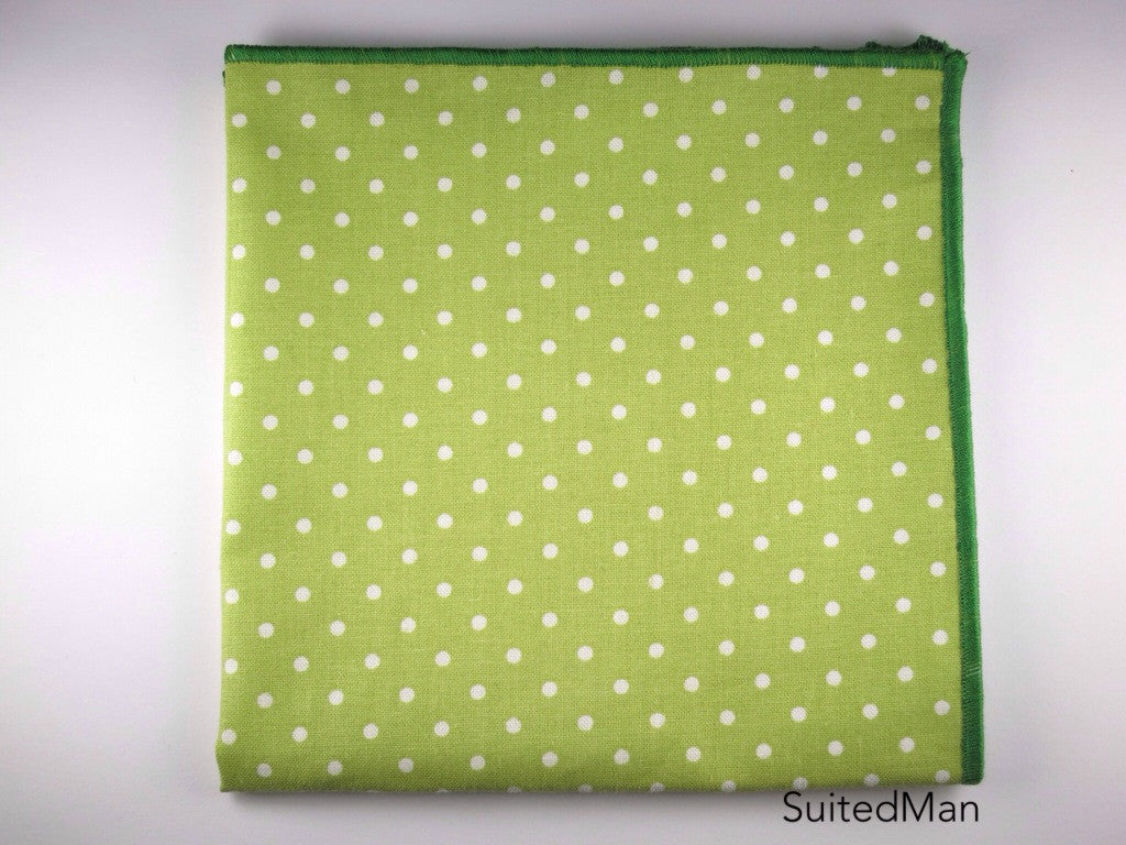 Pocket Square, Polka Dots, Spring Green - SuitedMan