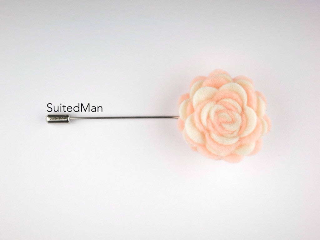 Pin Lapel Flower, Felt, Colorway, Peaches and Cream (Limited) - SuitedMan