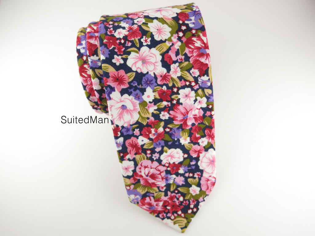 Floral Tie, Pink Lavender Fleurs Jolies - SuitedMan