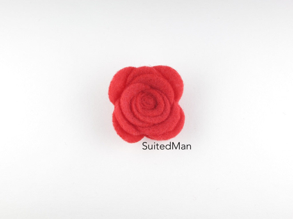 Lapel Flower, Felt, Rose, Coral (Limited) - SuitedMan