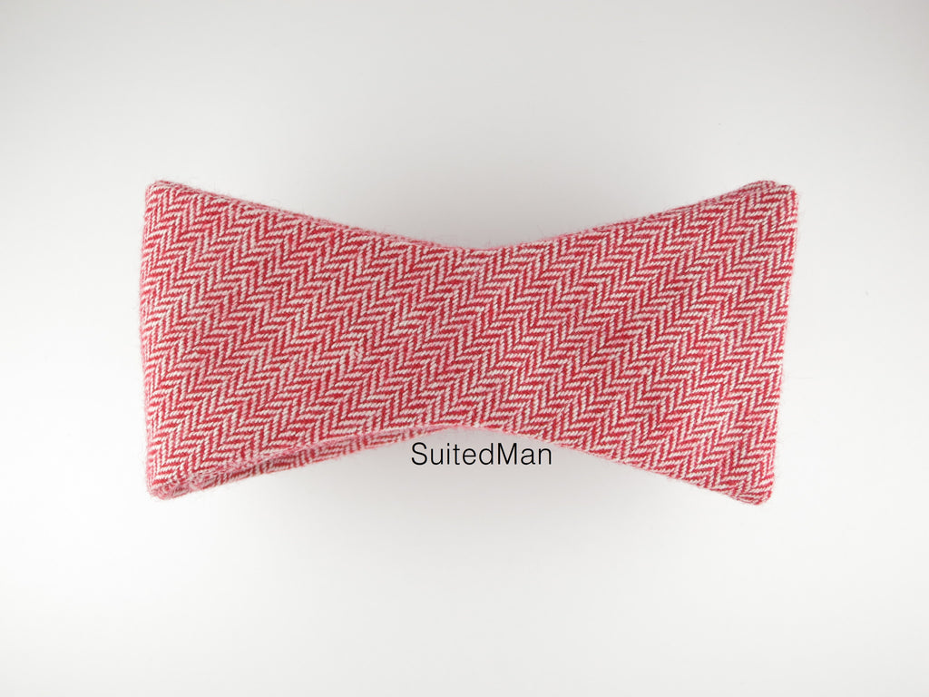 Bow Tie, Wool, Red Coral Herringbone - SuitedMan