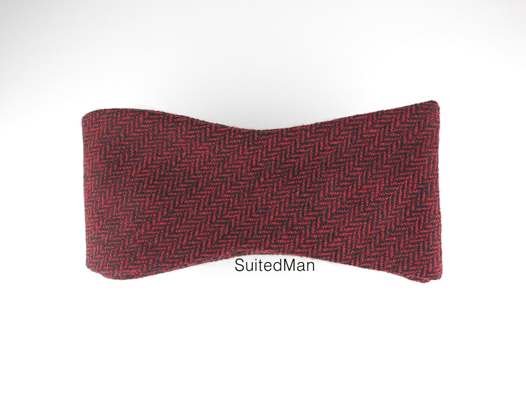 Bow Tie, Wool, Scarlet Herringbone - SuitedMan