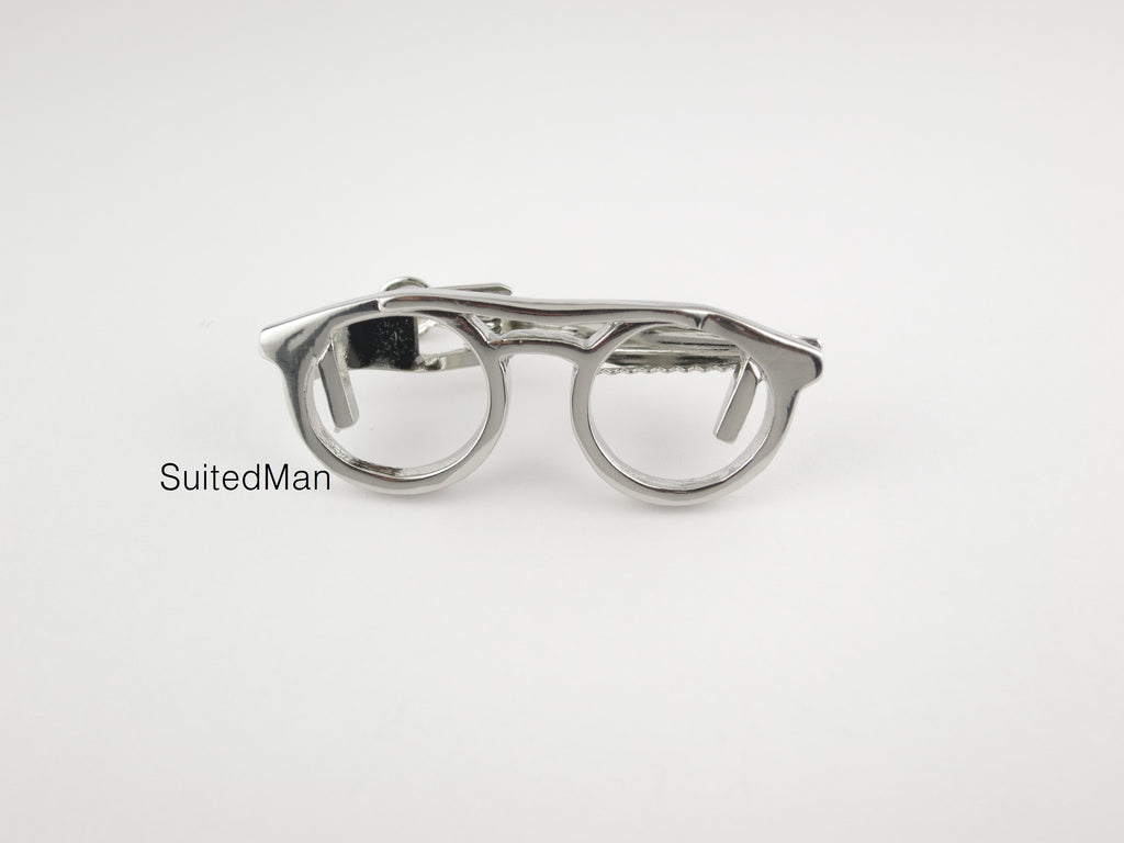 Spectacles Tie Clip, Silver - SuitedMan