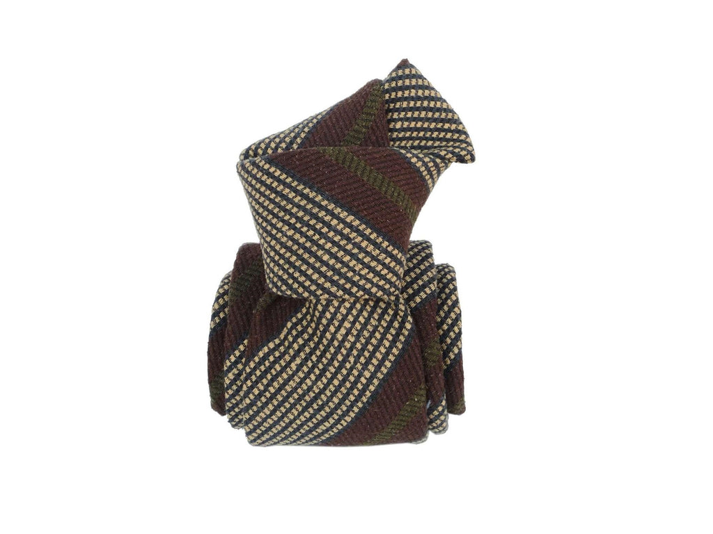 SuitedMan D'Italia Tie, Olive Brown Stripes - SuitedMan