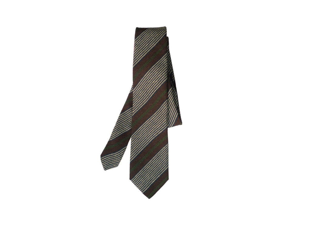 SuitedMan D'Italia Tie, Olive Brown Stripes - SuitedMan