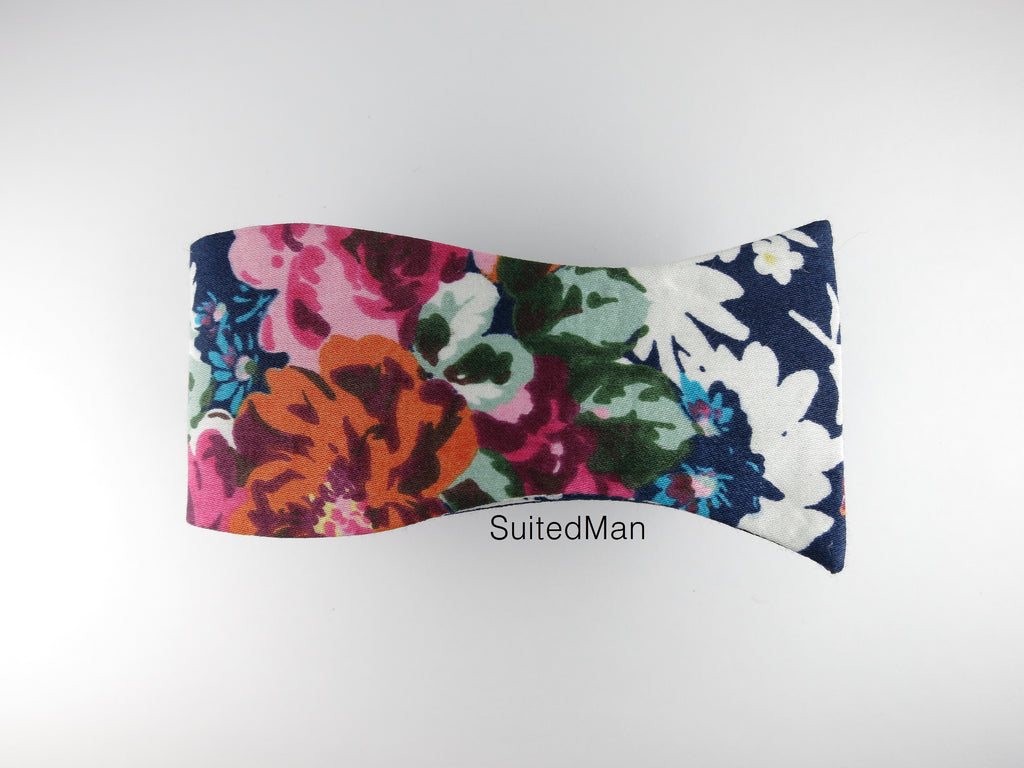 Floral Bow Tie, Navy Fuchsia - SuitedMan