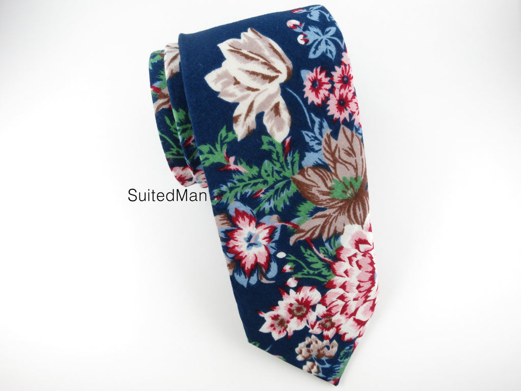 Floral Tie, Navy Antique Peonies - SuitedMan