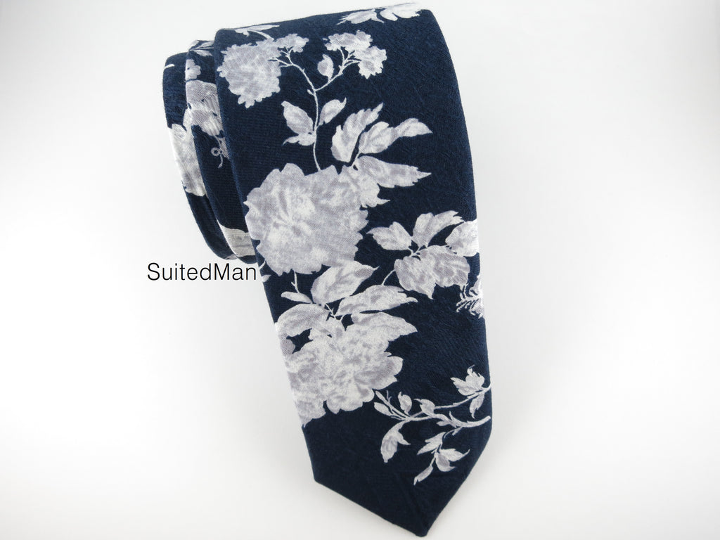Floral Tie, Midnight Floral Brocade - SuitedMan