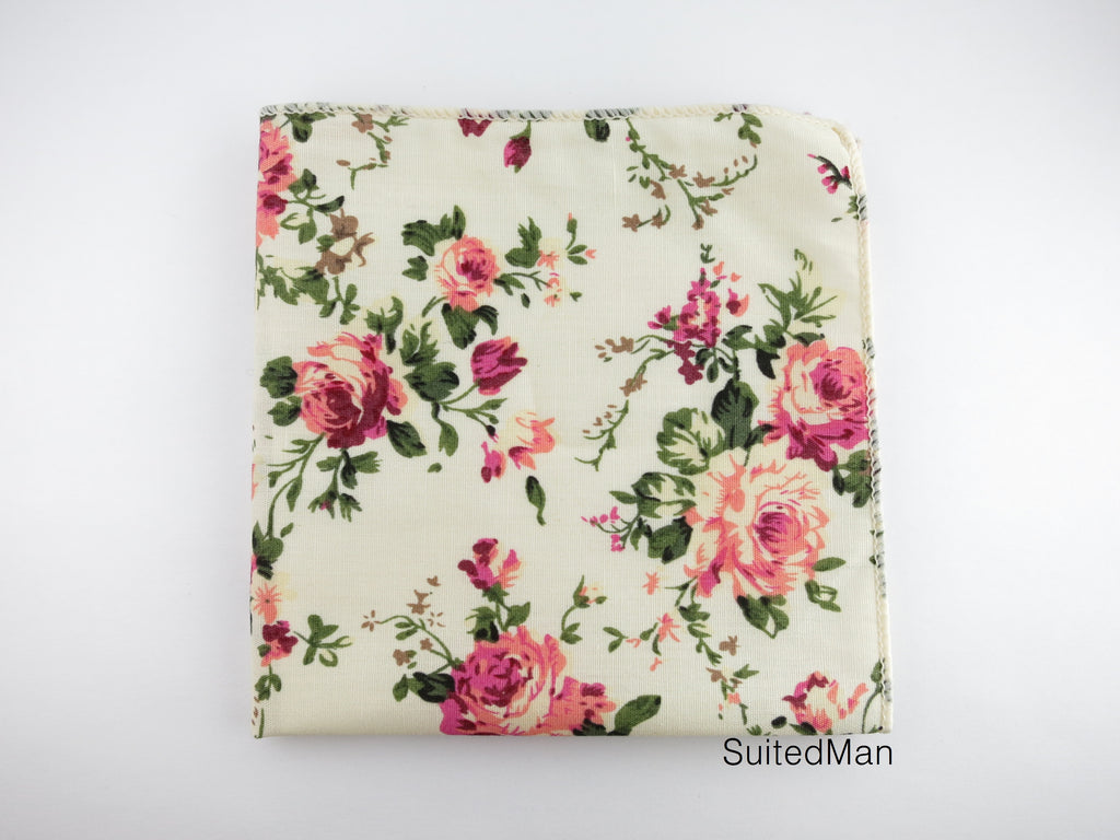 Pocket Square, Vintage Peach Bloom - SuitedMan