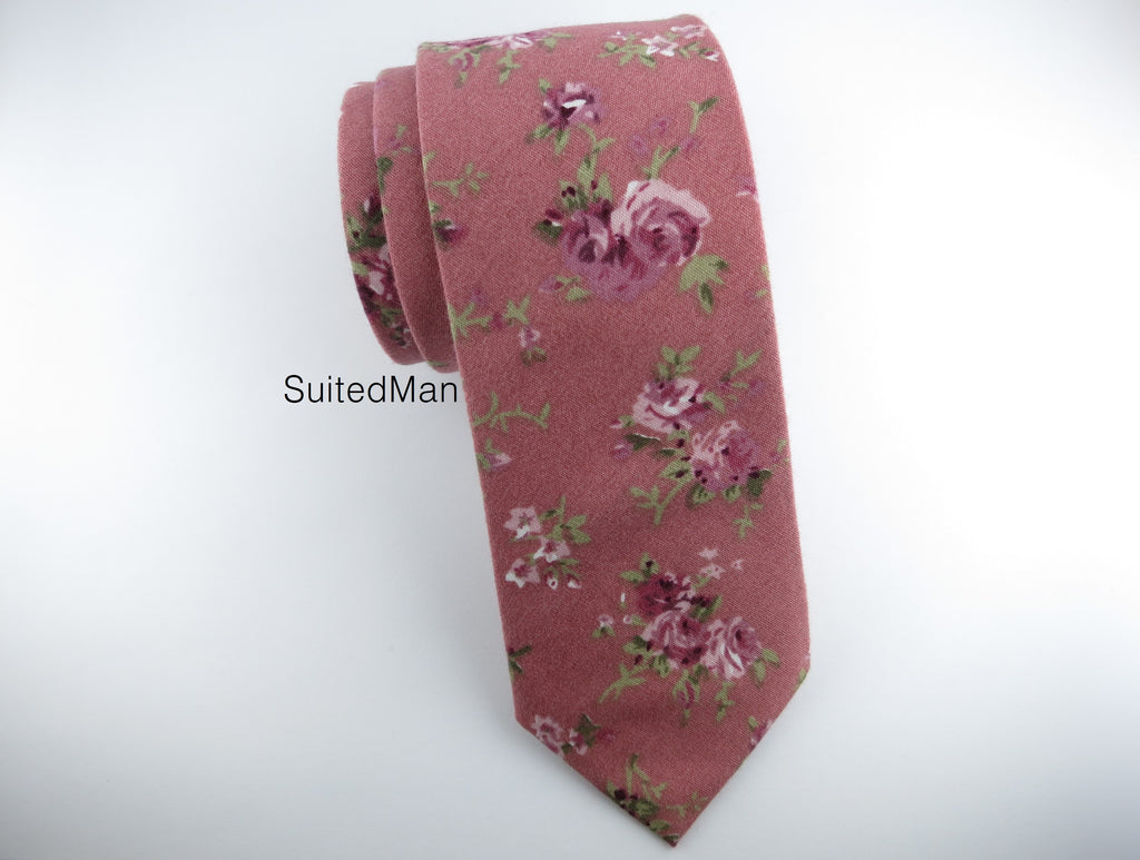 Floral Tie, Rouge Vintage English Rose - SuitedMan