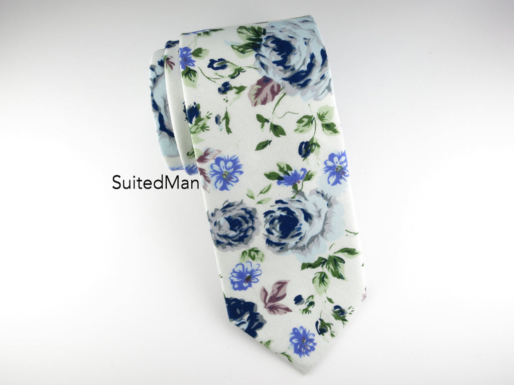 Floral Tie, Vintage Blue - SuitedMan