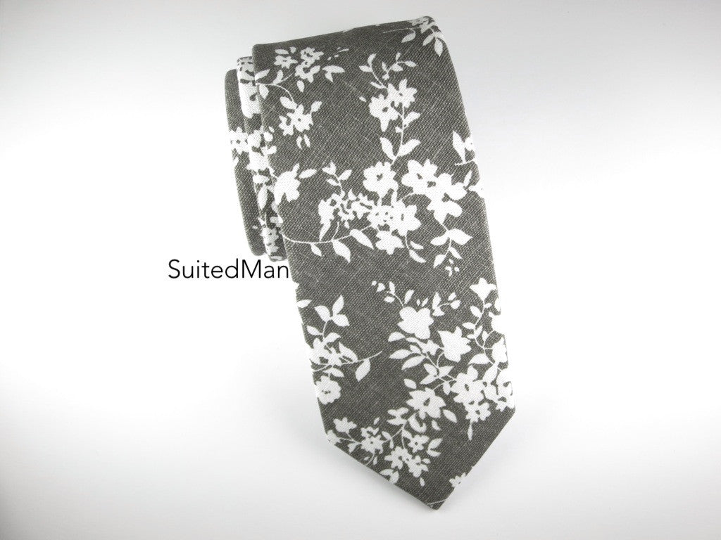 Floral Tie, Gray Floral (Extremely Limited) - SuitedMan
