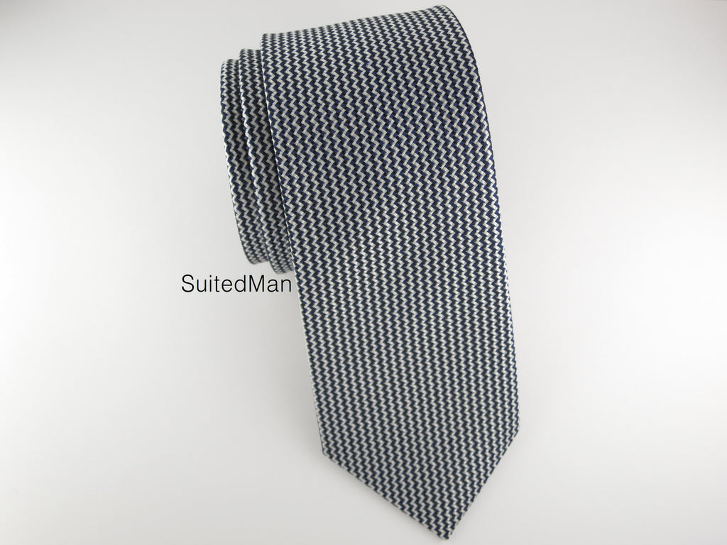 Tie, Micro Chevron, Navy - SuitedMan