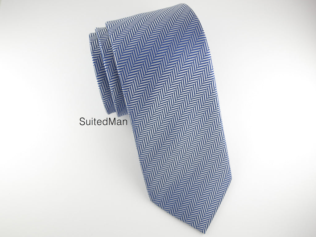 Tie, Herringbone, Blue - SuitedMan
