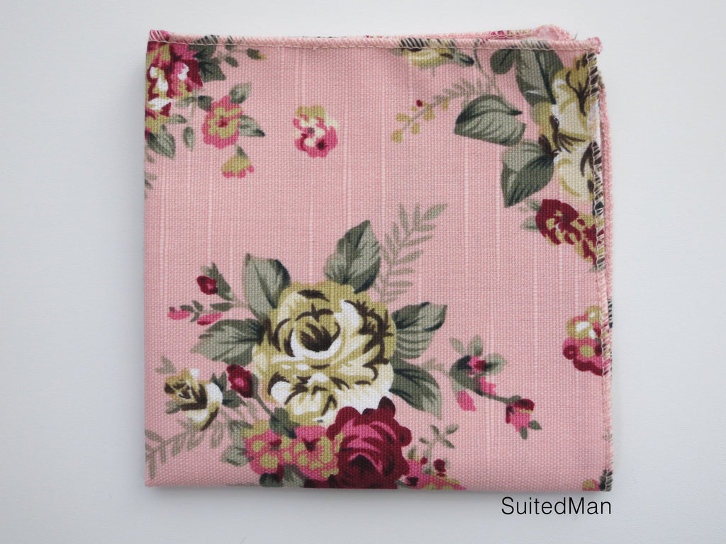 Pocket Square, Vintage Pink Floral en Bloom - SuitedMan