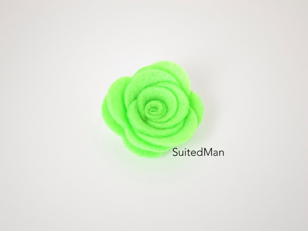 Lapel Flower, Felt, Rose, Lime Green - SuitedMan