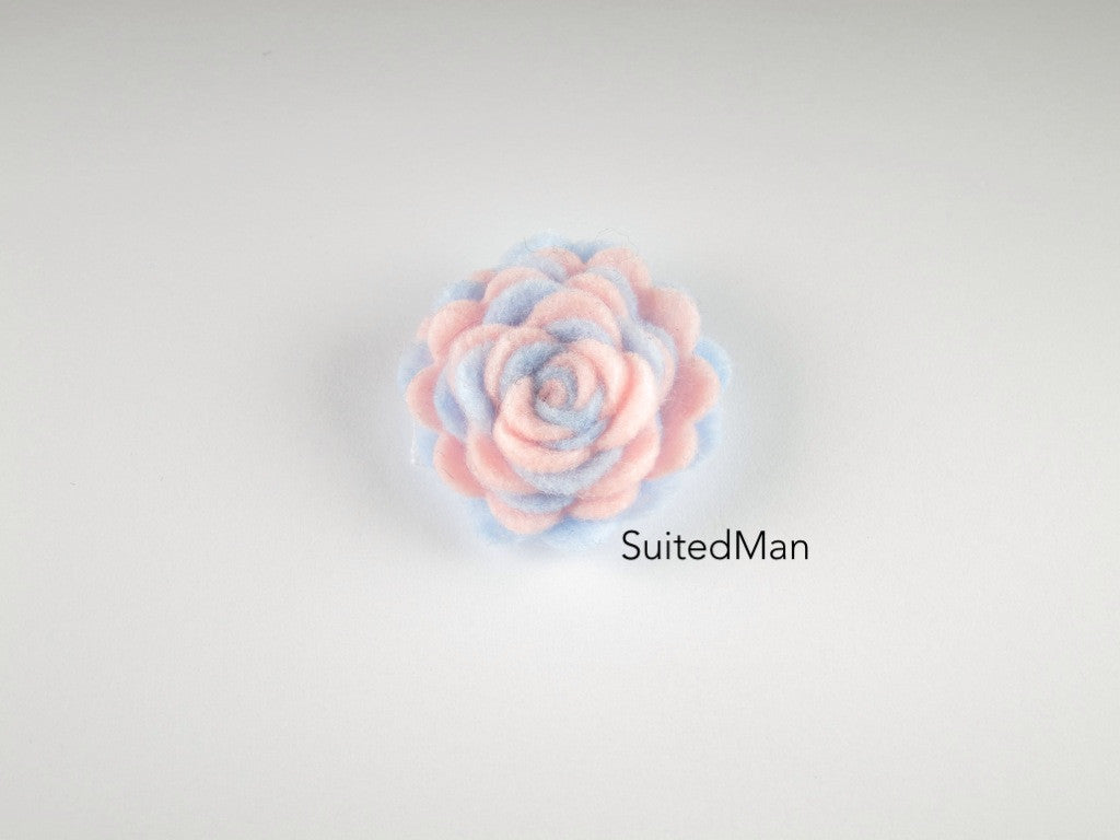 Lapel Flower, Felt, Two Tone, Light Pink/Baby Blue Colorway - SuitedMan