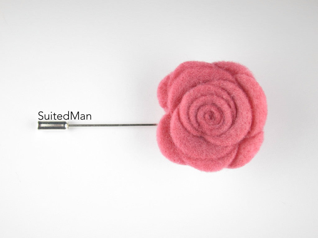Pin Lapel Flower, Felt, Rose, Dusty Pink - SuitedMan