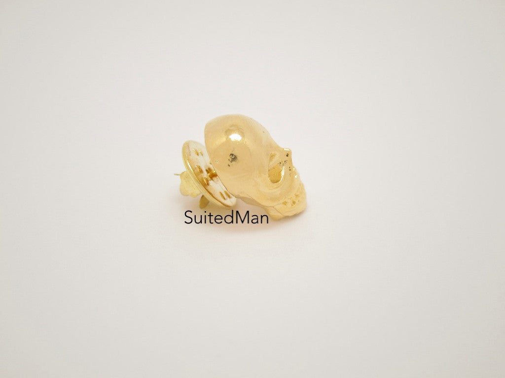 Lapel Pin, Skull, Gold, Butterfly Pin - SuitedMan