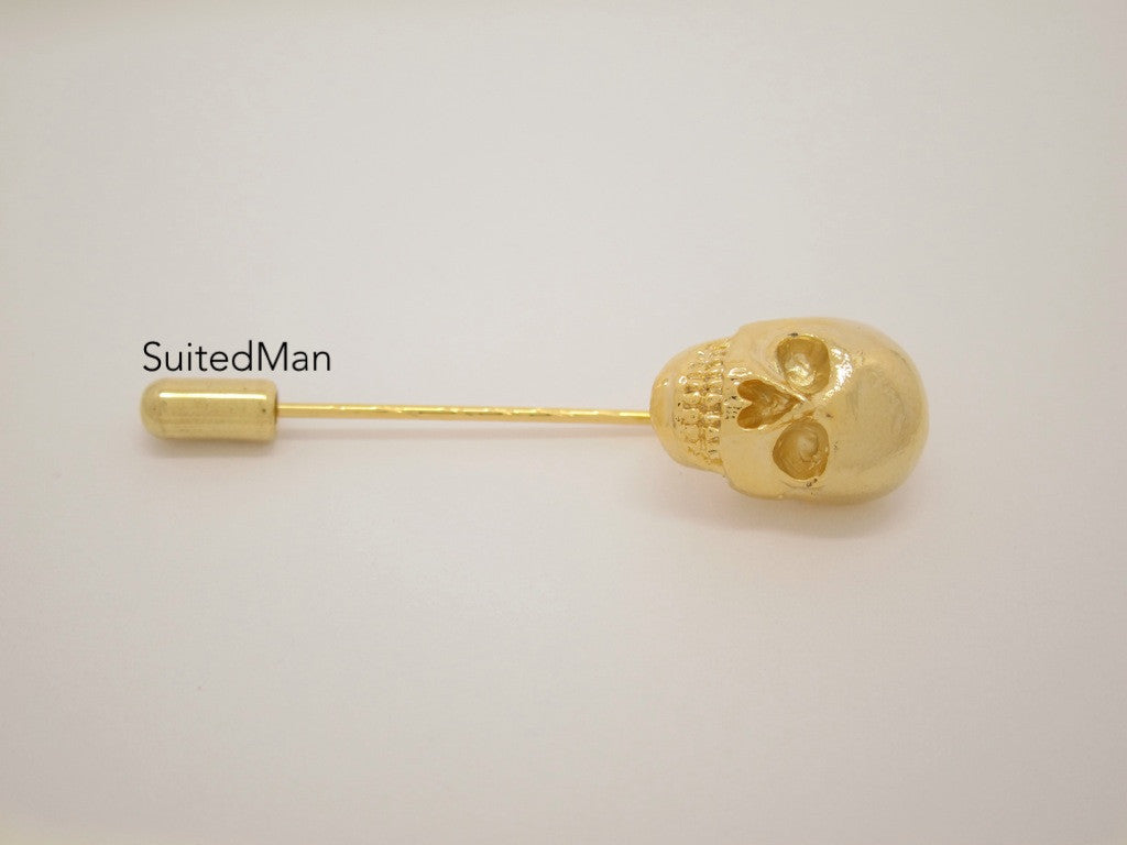 Lapel Pin, Skull, Gold - SuitedMan