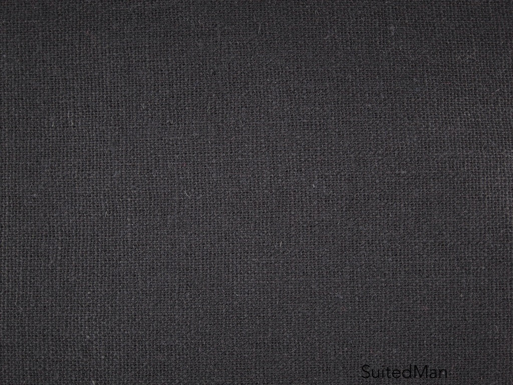 Pocket Square, Linen, Black with Pink Embroidered Edge - SuitedMan