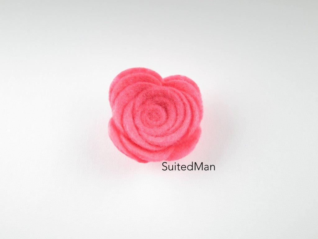 Lapel Flower, Felt, Rose, Bubble Gum - SuitedMan